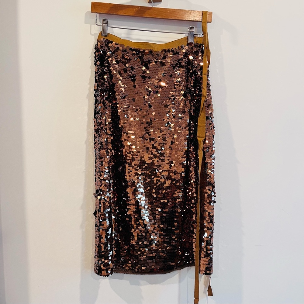 J Crew Sequin Midi Skirt (Gold)